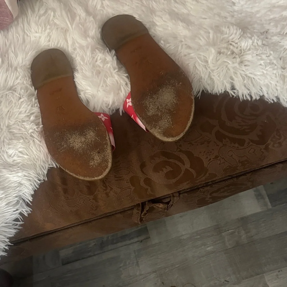 Louis Vuitton Ombré Pink to Red Monogram Slide Sandals - Picture 2 of 2